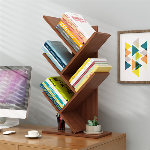 Desktop tree-shaped bookshelf multi-layer simple floor fishbone small book cabinet student bedroom storage rack
