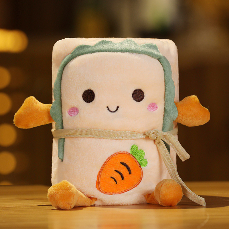 Cartoon Toast peluche oficina siesta pan franela pequeña manta aire acondicionado una sola manta de almacenamiento