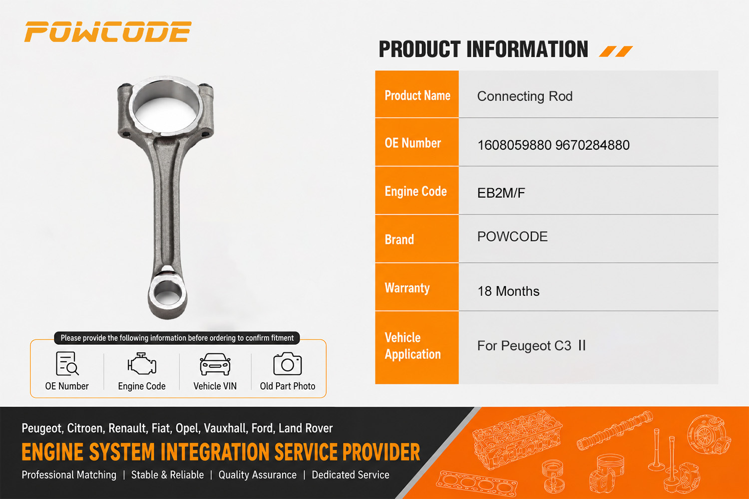 1608059880 is suitable for the new connecting rod of the Peugeot Citroën EB2M/F 1.2T engine