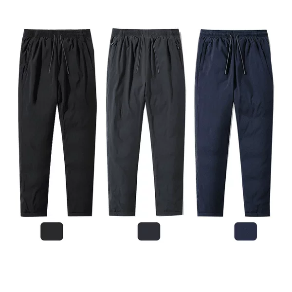 White duck down windproof, waterproof, and warm down pants, new men's straight-leg cuffed pants with windproof and warm design