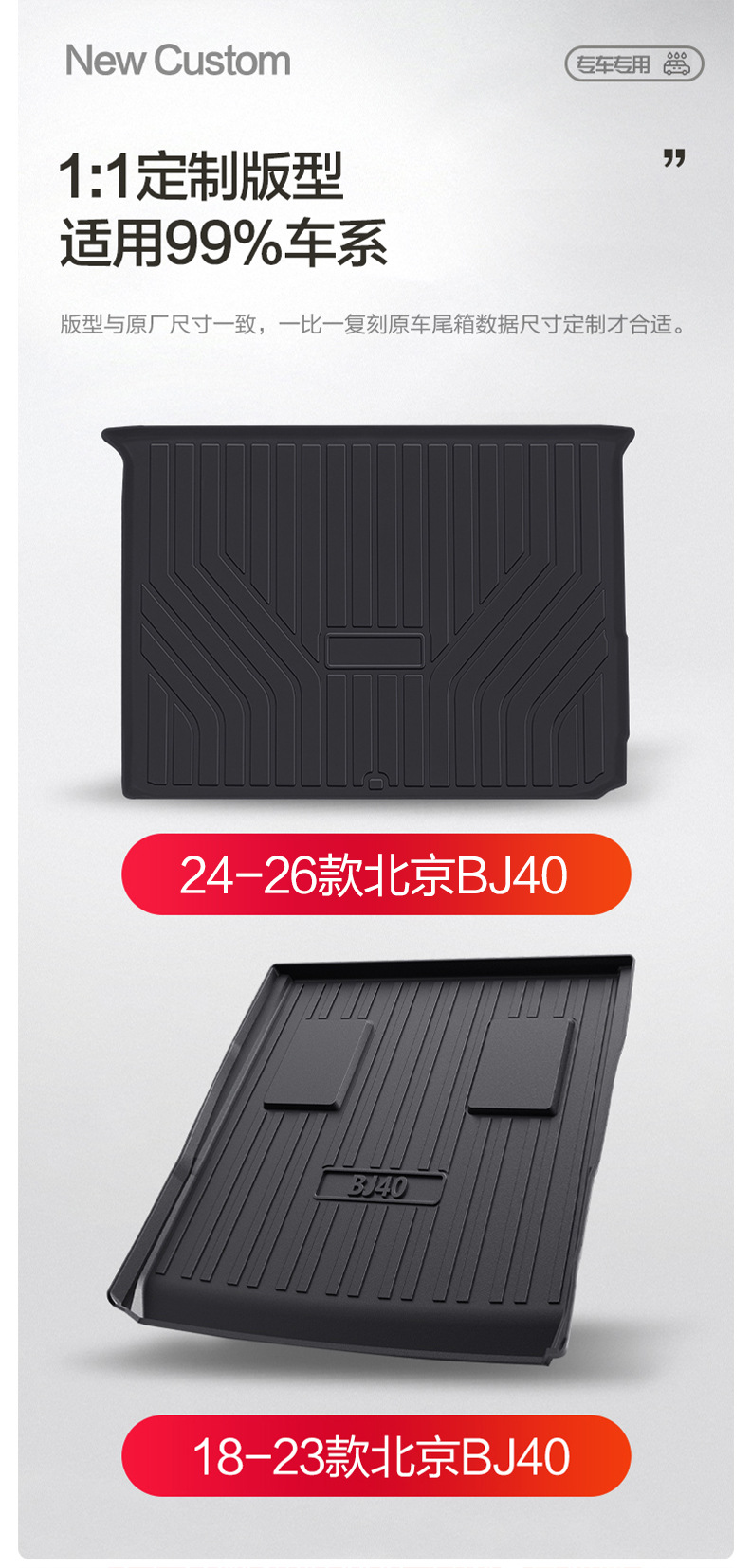 Beijing BJ40 Trunk Mat Interior Modification Special Car Supplies Car Decorative Accessories TPE Trunk Mat