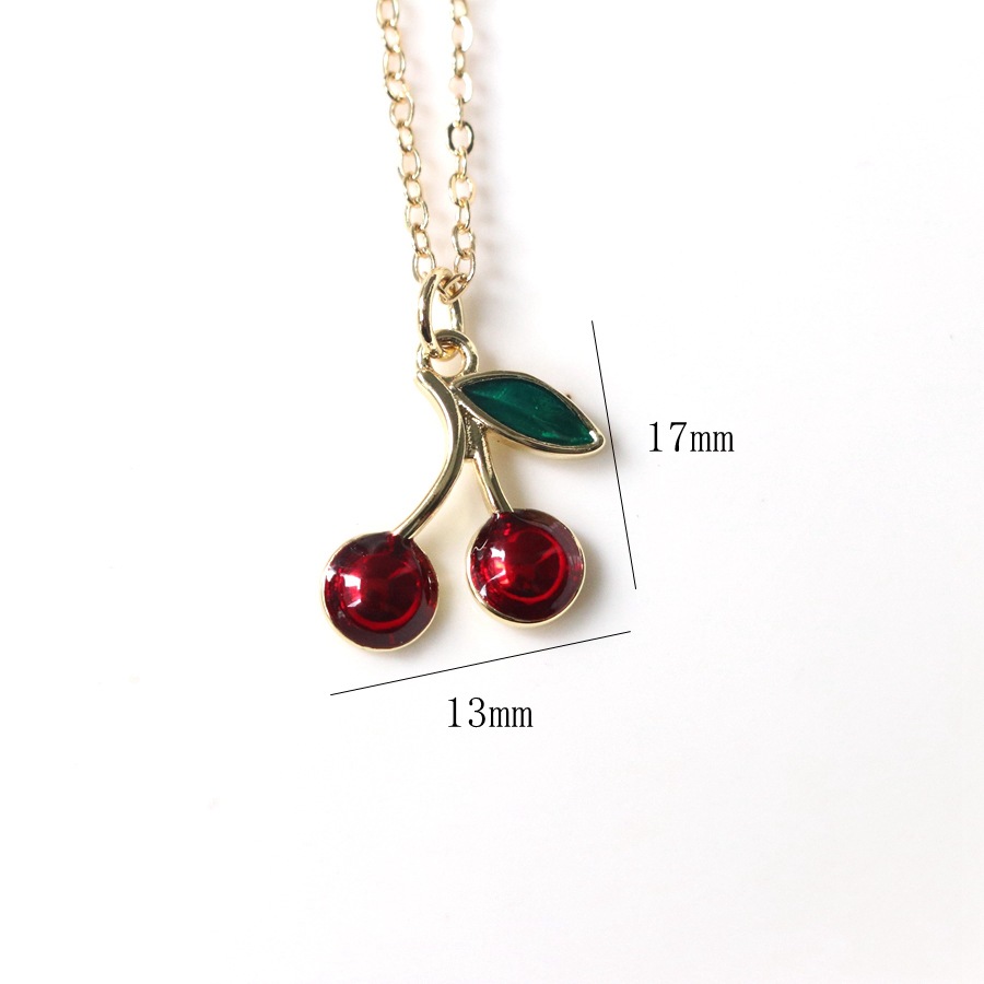 Cherry Pattern Wholesale Jewelry IG Style Cherry Copper Plating Pendant Necklace Cable Chain