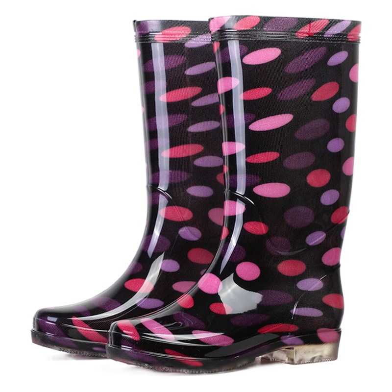 New high water shoes ladies velvet warm wear-resistant non-slip waterproof rain boots adult outdoor labor protection long rain boots