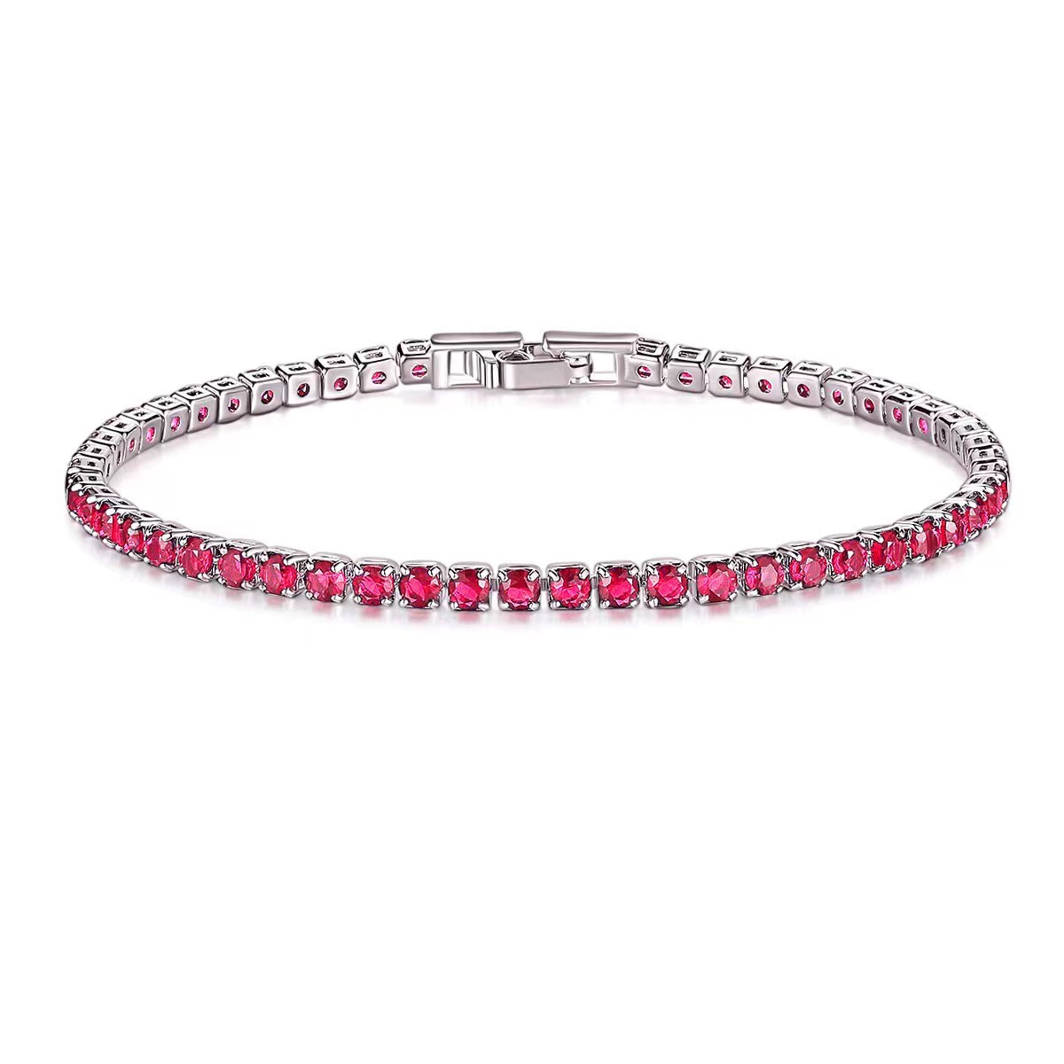 Daily Occasion Copper Material Shiny Round Copper Inlay Zircon Tennis Bracelet