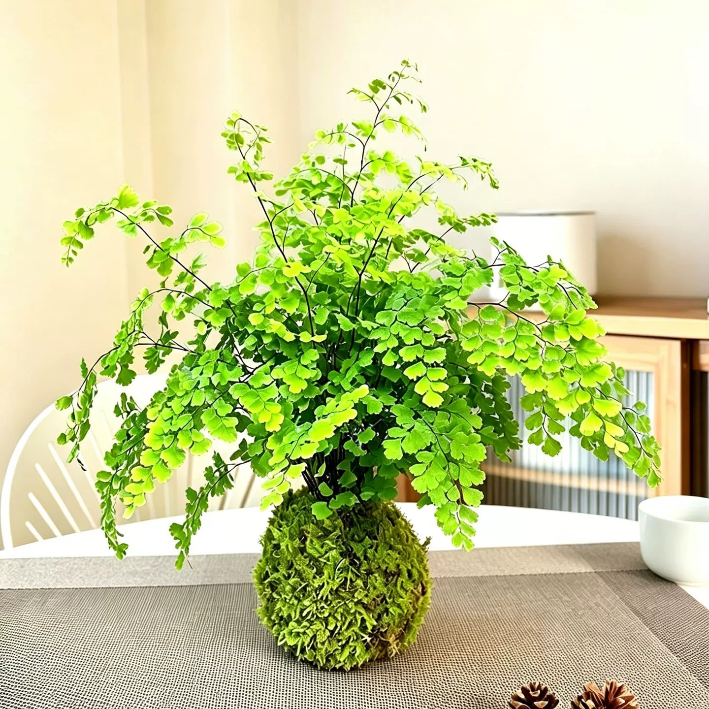 铁线蕨+苔藓球花盆