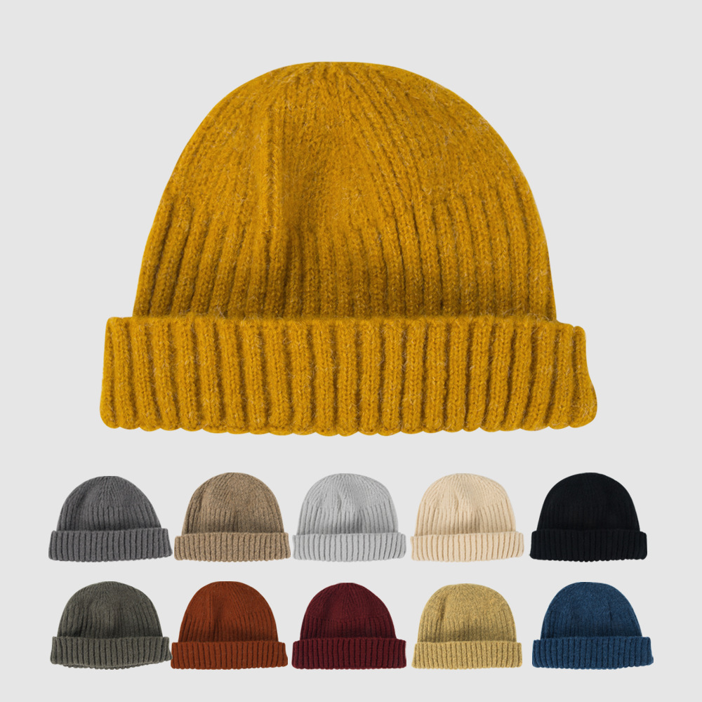 105g Weight Office, Outdoor, Travel, Birthday, Festival, Sports, Shopping Occasion Stripe Pattern Unisex Gender Hip-Hop Style Light Grey, Grey, Beige, Green, Blue, Wine Red, Camel, Yellow, Black Color One Size Size Korean Melon Hat Warm Pure Color Knitted Wool Hat Outdoor Hat Hip Hop Tide 无