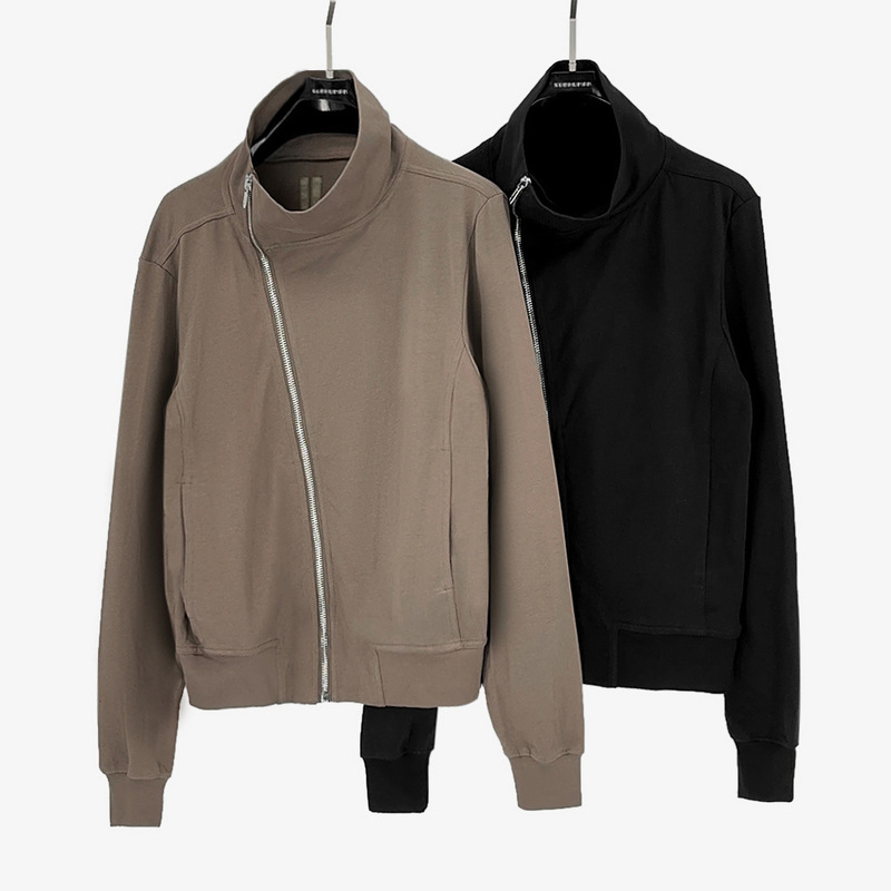 New Men's Jacket in Dark Style Punk with Diagonal Zipper, Simple High-Neck Basic Cardigan Jacket, Sweatshirt Jacket