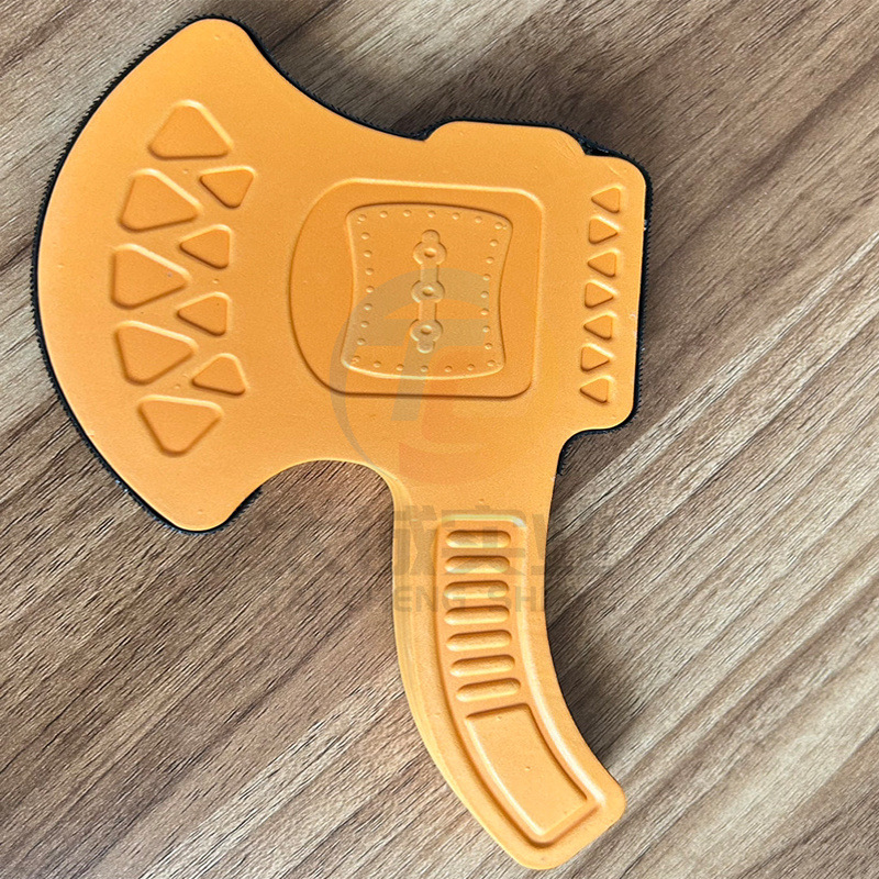 eva热冷压植绒成型展示内托软质泡沫小斧头三角飞行盘