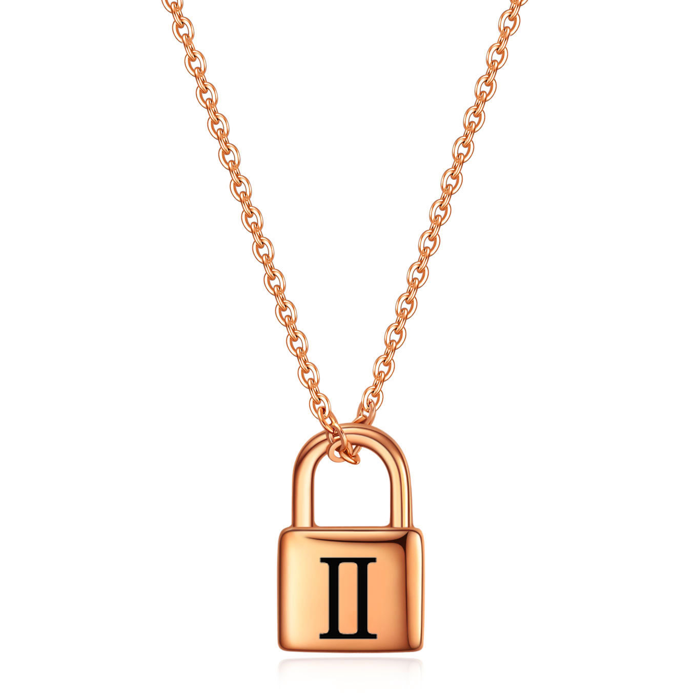 Retro Lock Titanium Steel Plating Pendant Necklace_colorza_5