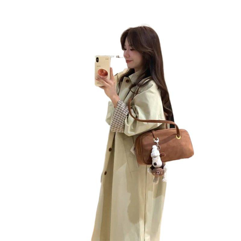 早春韩剧女主穿搭卡其色风衣女2025新款中长款日系英伦风大衣气质|undefined