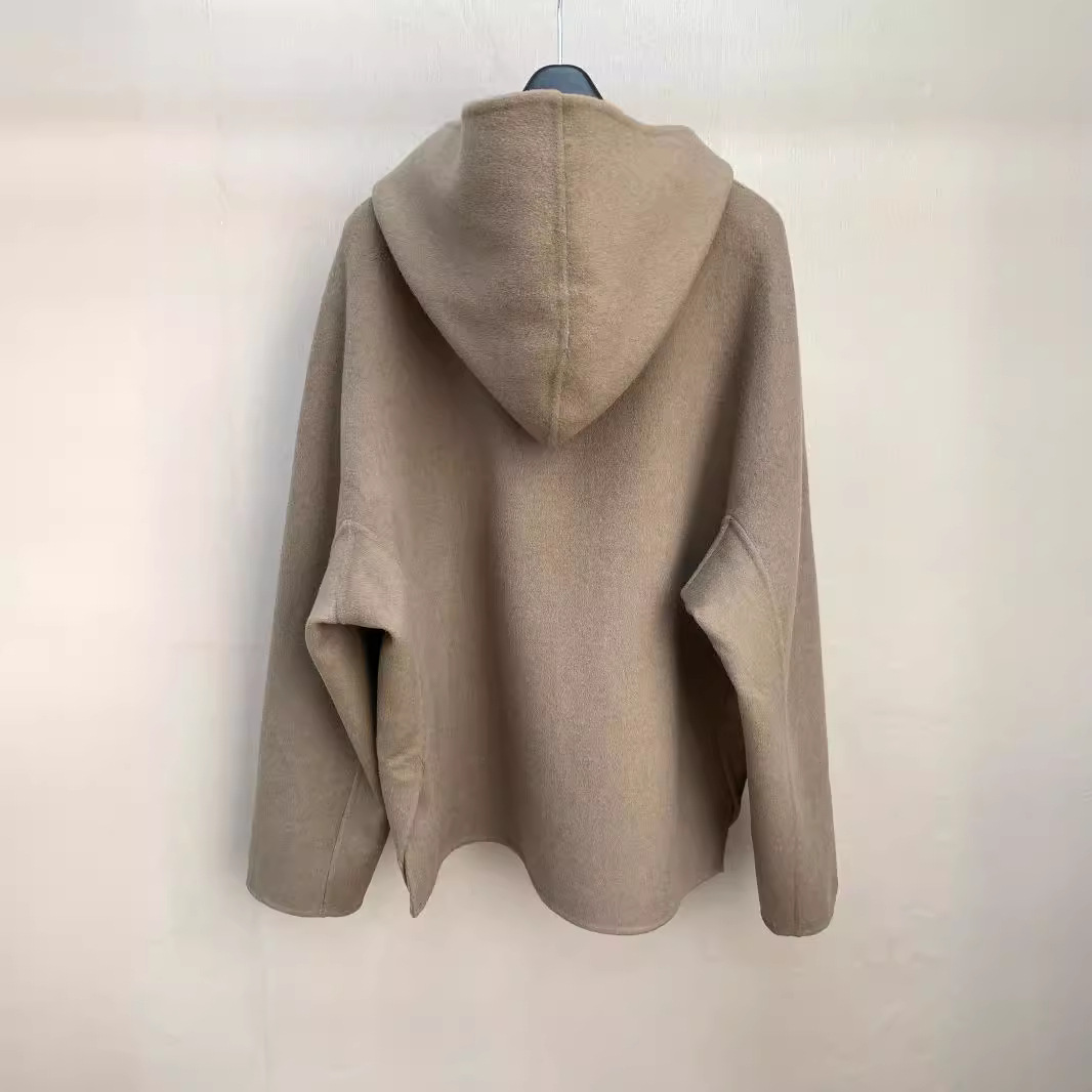 Demi-season short double-sided cashmere woolen woolen coat with hood