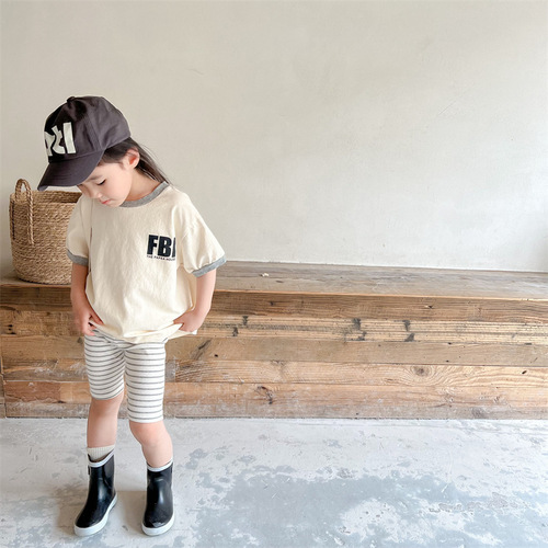 2024 Korean children's clothing summer new style girls' Korean summer leggings 5-point pants children's pants 122316