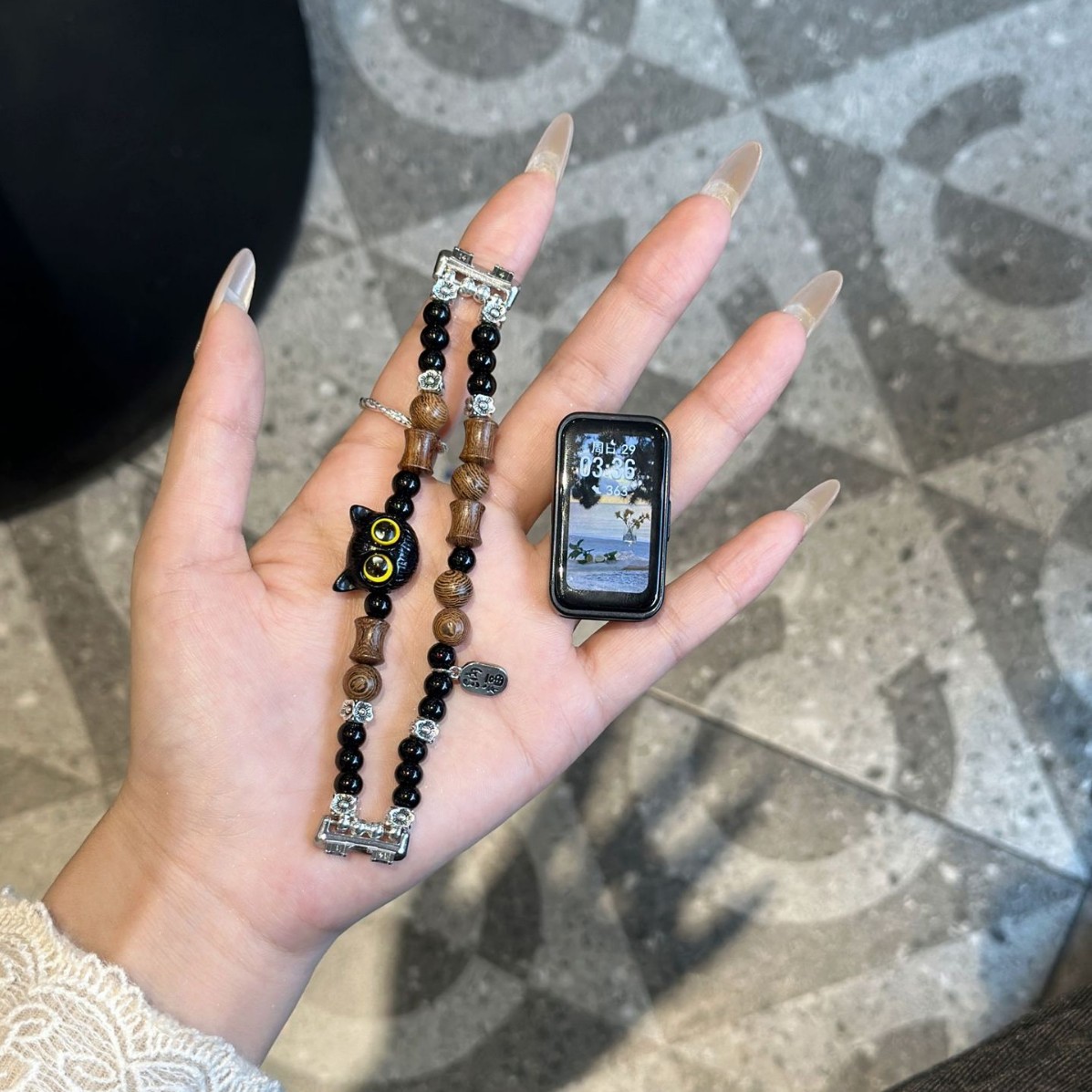 Bamboo kitten beaded bracelet watch strap compatible with Huawei Band 98NFC and WatchFit 32 women's watch strap
