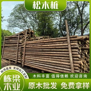 原木加工松木桩木材原木木桩打桩松木桩杉防汛整治木桩林场可定制