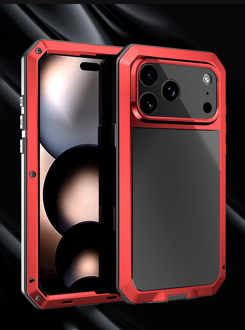 Ốp lưng điện thoại chống sốc viền dày hợp kim nhôm ba lớp cho iPhone 16 Pro Max / 17 Pro Max — Đen, Bạc, Đỏ rượu chi tiết 11