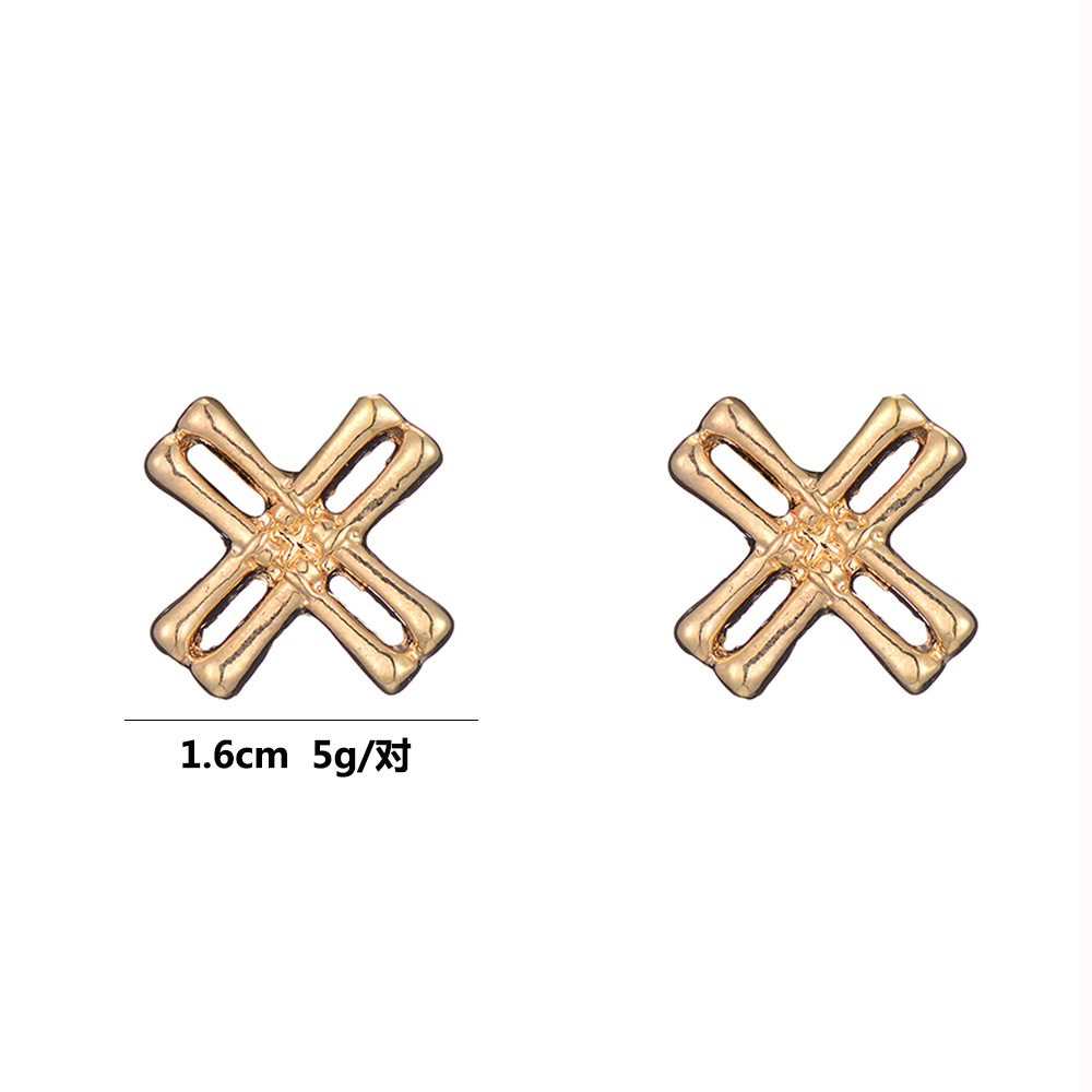 simple fashion geometric metal bamboo cross earrings wholesale nihaojewelrypicture1