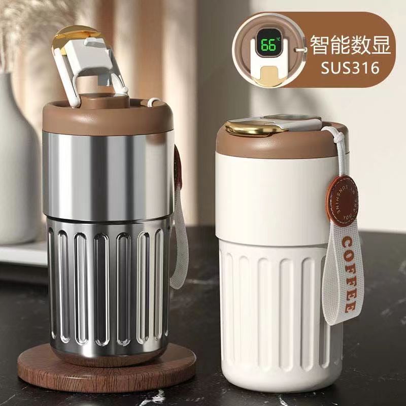 Taza de vacío de café con temperatura 316 Taza de coche de acero inoxidable Taza de agua inteligente de alto valor Taza de regalo corporativa Impresión