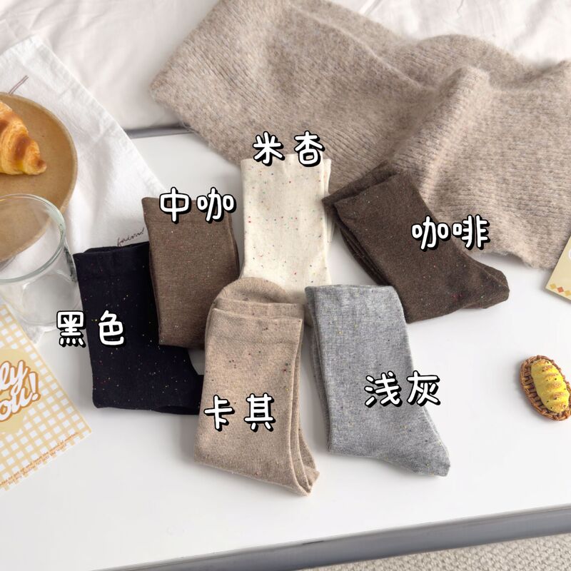 秋冬简约拼色韩版堆堆袜波点可爱少女袜子ins风长袜网红瘦腿袜子|undefined