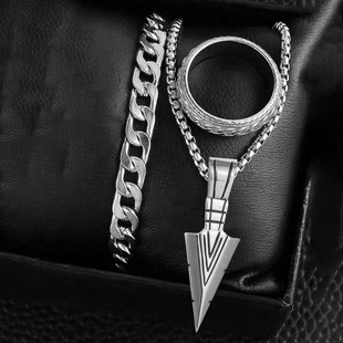 (التجارة عبر الحدود)، قلادة على طراز الهيب هوب، مثلث، قلادة قديمة، سهم من الفولاذ المقاوم للصدأ، سترة