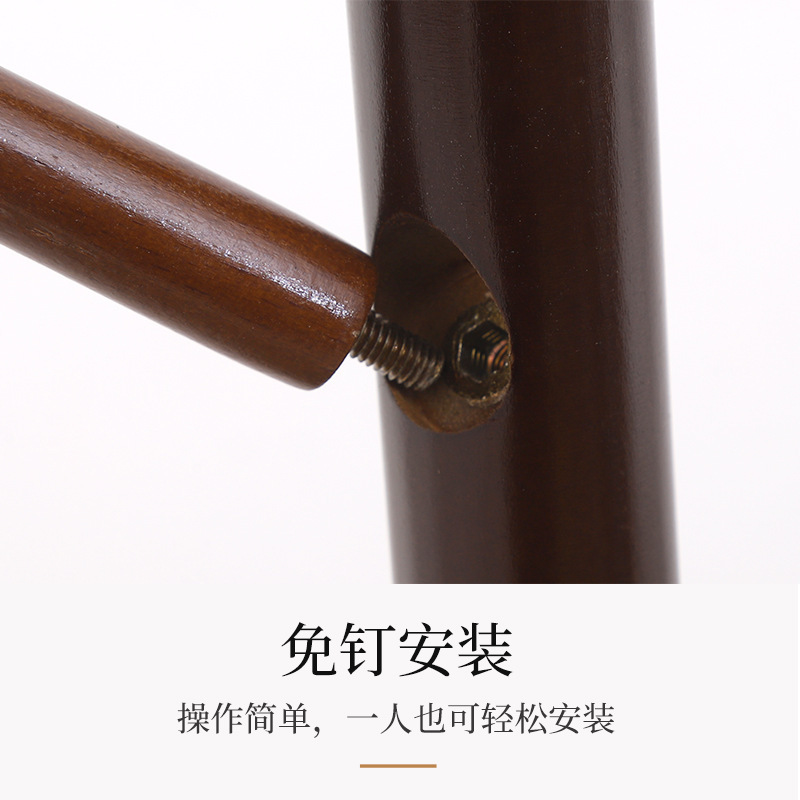 圆盘实木衣帽架 简易挂衣架卧室房间家用立式客厅玄关衣帽架|undefined