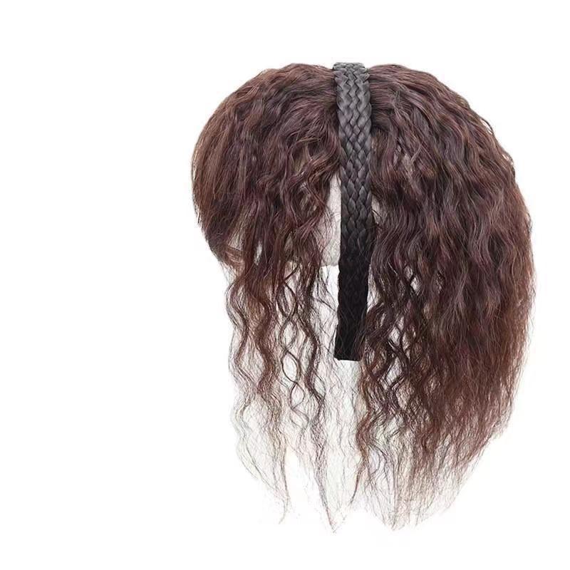 Peruca de cabello de mujer, cabello de maíz integral, bloque de sombreado de simulación para cubrir el cabello blanco y aumentar el cabello rizado, pieza de cabello superior