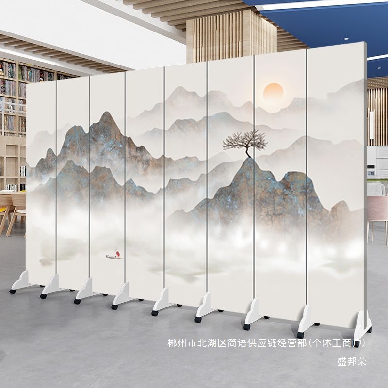 Fábrica directa de pintura de paisaje chino pantalla divisoria sala de estar oficina en el dormitorio plegable móvil simple y moderno