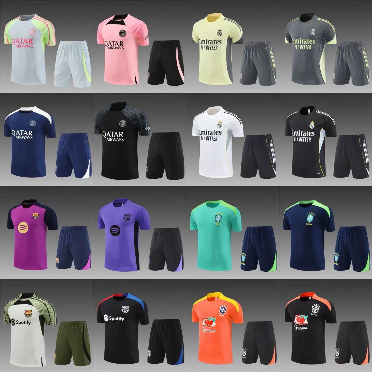 批发巴西阿根廷皇马巴萨阿贾克斯巴黎阿森纳切尔西夏季短袖训练服