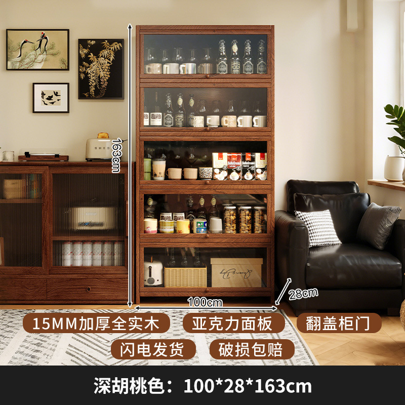 Portavasos de madera de estilo medio, mesa de comedor, estante de almacenamiento de tazas, taza de café, taza de agua, taza de té, armario de almacenamiento a prueba de polvo