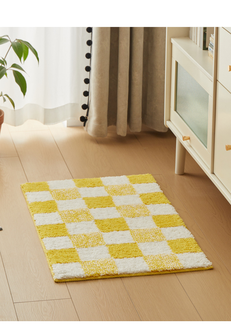 Checkerboard Bath Mat Non-slip Absorbent Washroom Rug For Home_voghion.com