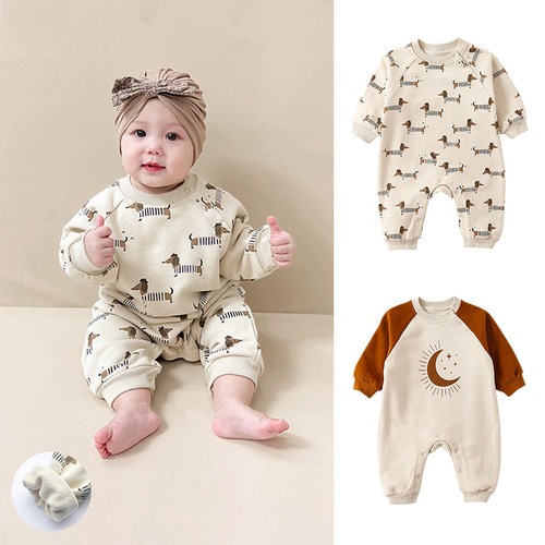 Baby jumpsuits, category A, spring and autumn jumpsuits, spring new baby clothes, European and American children's clothes, baby girl crawling clothes