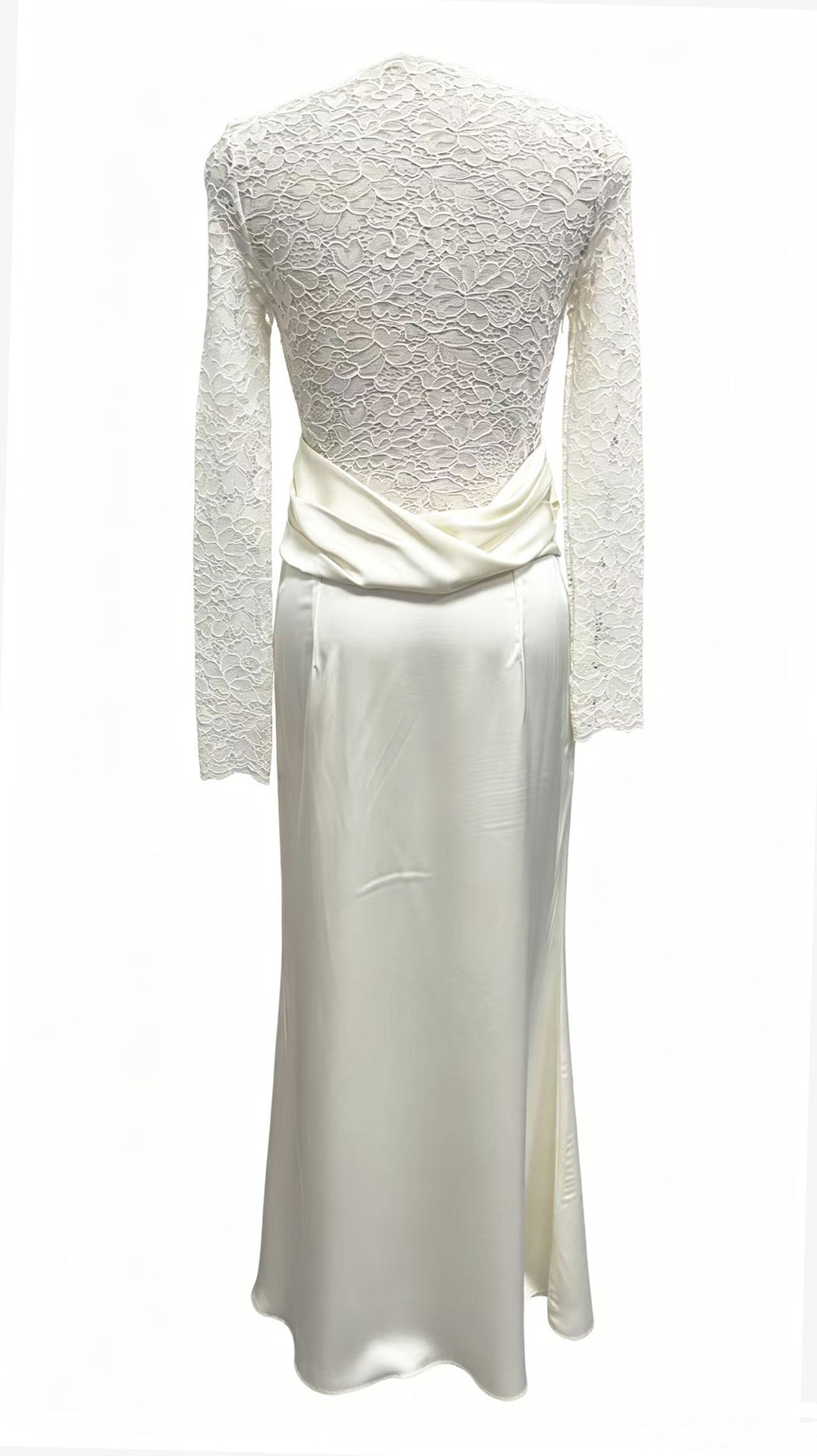 Women's Sexy Lace See Through Patchwork Bodycon Skirt Fashion Satin Pleated Fishtail Elegant_ecoleips.com