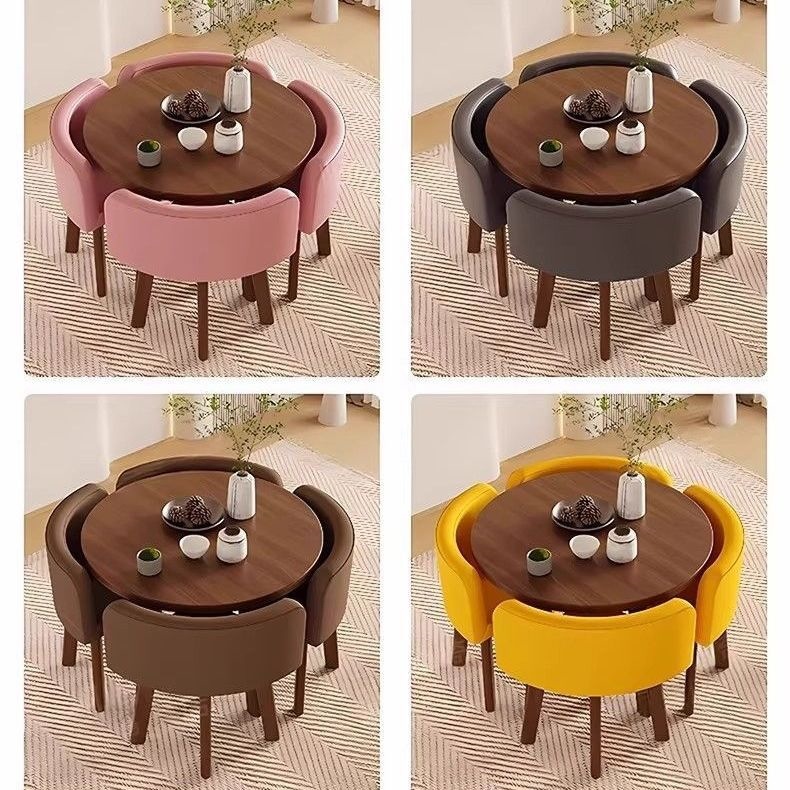 Mesa de comedor doméstica simple y moderna, mesa de comedor, mesa de comedor, mesa de comedor, mesa redonda de sala de estar, silla de comedor de almacenamiento completo image 19