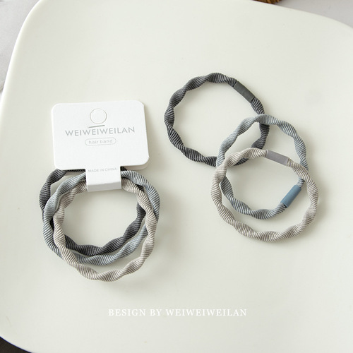 1 card 3 simple gray hair rope set ins cold style versatile basic high elastic rubber band small leather case for women