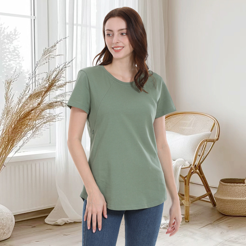 国境を越えた欧米の妊婦の上着の授乳服の外でゆったりした妊婦の半袖tシャツを着て、夏服の大きいサイズのS-5XLをあげます。|undefined