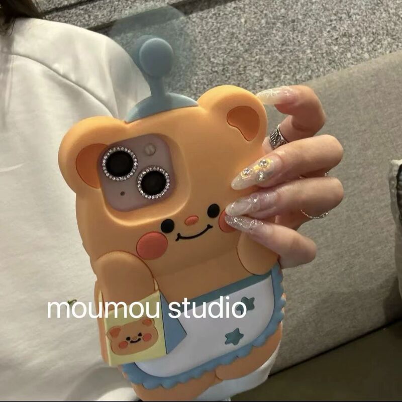 Three-dimensional fan butter bear for iPhone15 Apple 14 mobile phone case 13 new 12 net red 11 cute Three-dimensional fan butter bear for iPhone15 Apple 14 mobile phone case 13 new 12 net red 11 cute