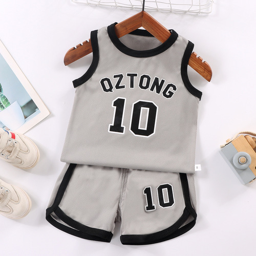 Children's vest summer suit boy's mesh basketball uniform girl's summer sleeveless basketball uniform baby vest children's clothing