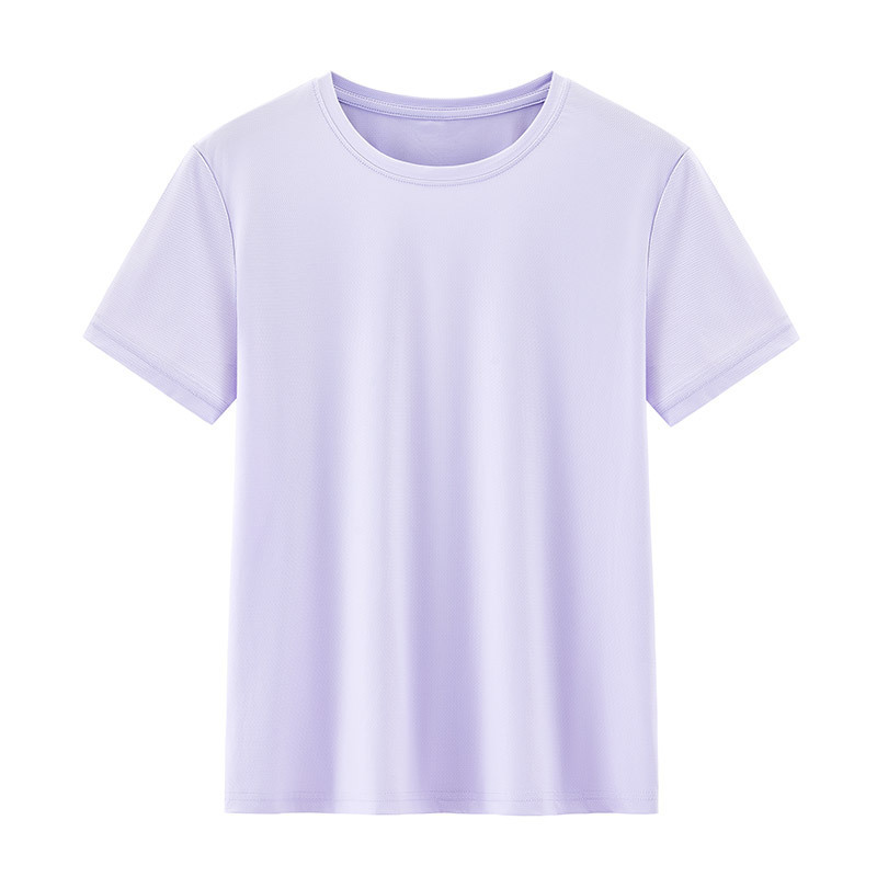 通気性と涼しさを備えたシームレスなアイスシルク速乾性Tシャツレディースラウンドネックルーズ通気性速乾性ビジネスカジュアルTシャツ|undefined