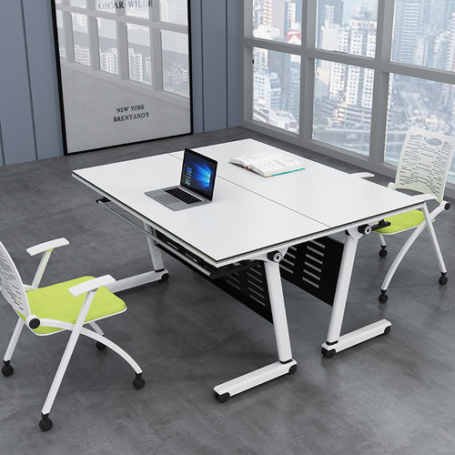 Folding Meeting Table, Convertible Training Table, Mobile Office Desk, Movable Modular Training Table and Chairs Set, Foldable Table