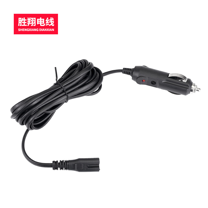 八字尾美式点烟器插头 带八字尾插头带灯PVC点烟器带线 厂家供应