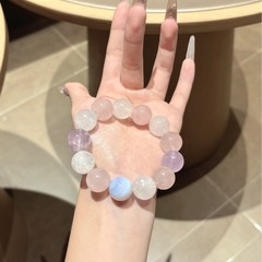 迢茉 正品天然多宝手串蓝纹石 白幽灵 粉水晶 紫晶多巴胺首饰手链