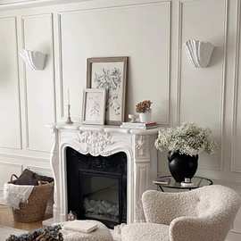 法式贝壳石膏灯北欧中古明装壁灯卧室床头灯玄关走廊过道氛围灯