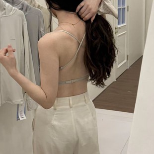 Ultra-thin ice skin quick-drying backless seamless underwear one-word thin shoulder strap full-fixed cup anti-running bare-chest beautiful back