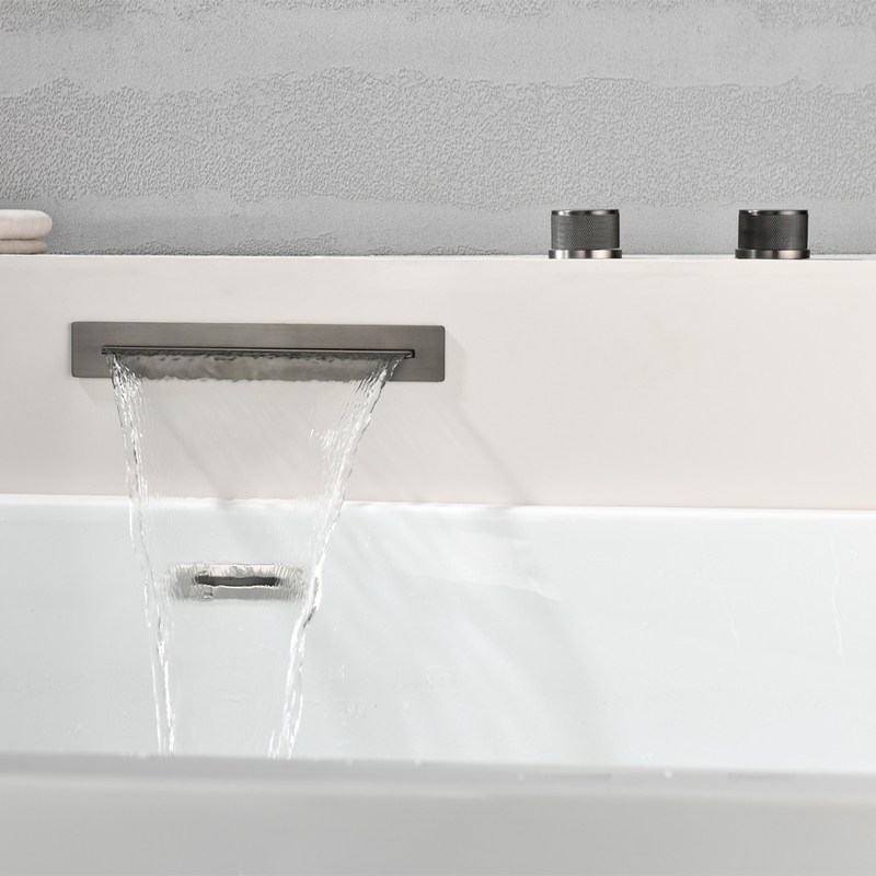 1 inch 6-point large-diameter bathtub faucet with waterfall-style spout, suitable for hotel hot springs and private baths, wall-mounted brass faucet 1 inch 6-point large-diameter bathtub faucet with waterfall-style spout, suitable for hotel hot springs and private baths, wall-mounted brass faucet