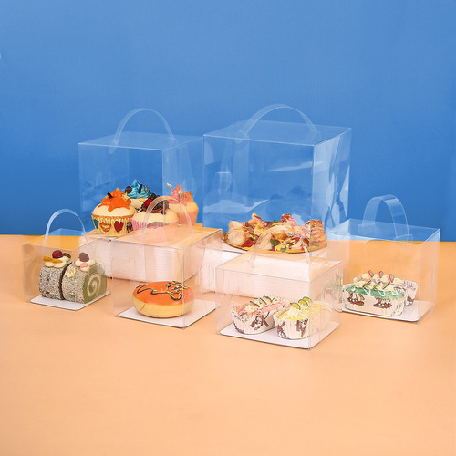 White cardboard holder PET plastic portable cake biscuit candy baking chocolate snowflake crisp transparent box