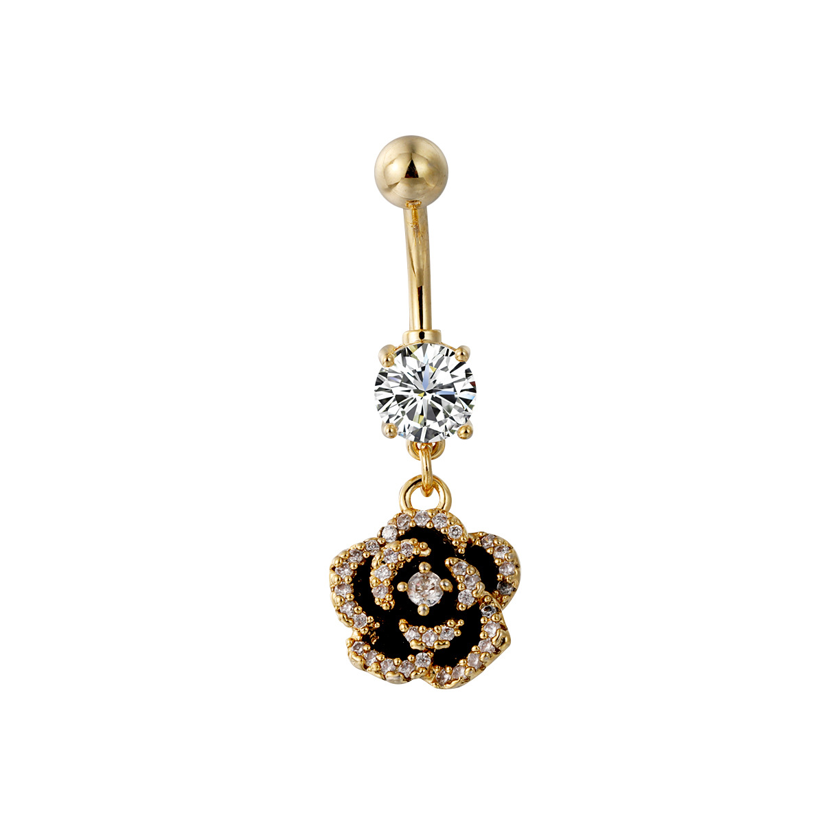In-stock Hot-selling Body Piercing: Rose Flower Studded Ring, Fashionable And Unique Stud, Camellia Navel Button_voghion.com