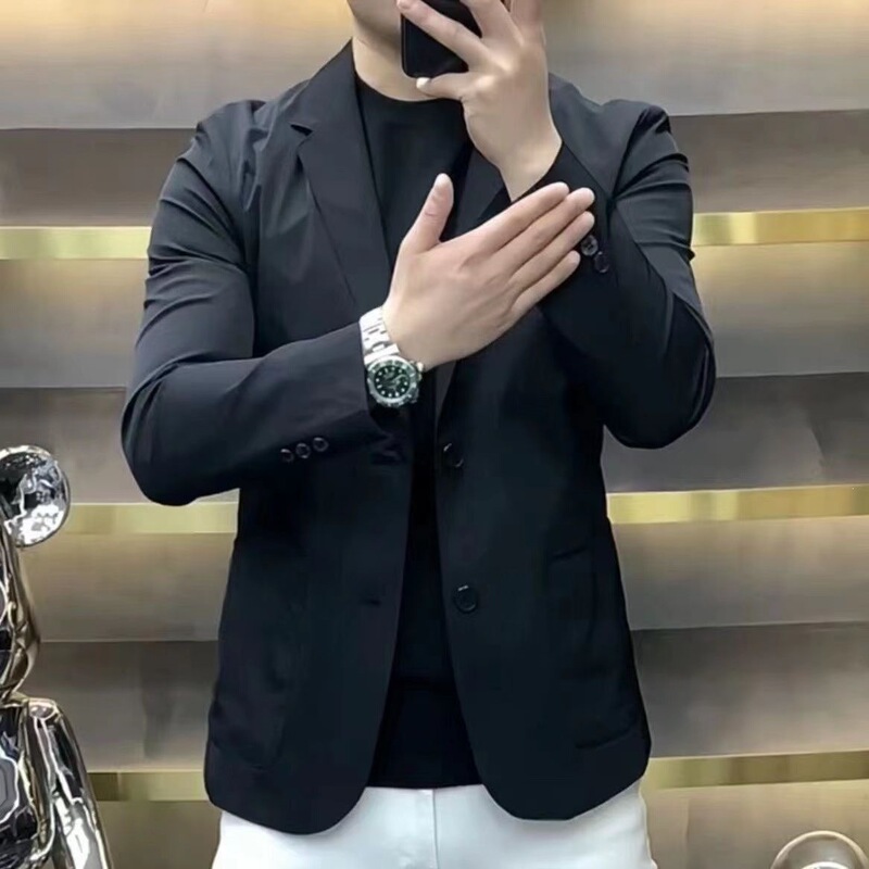 Thin Slim-Fit Men's Blazer, Lightweight Summer New Style, Solid Color, Versatile Business Wear, Slimming Korean Style Tailored Suit for Men