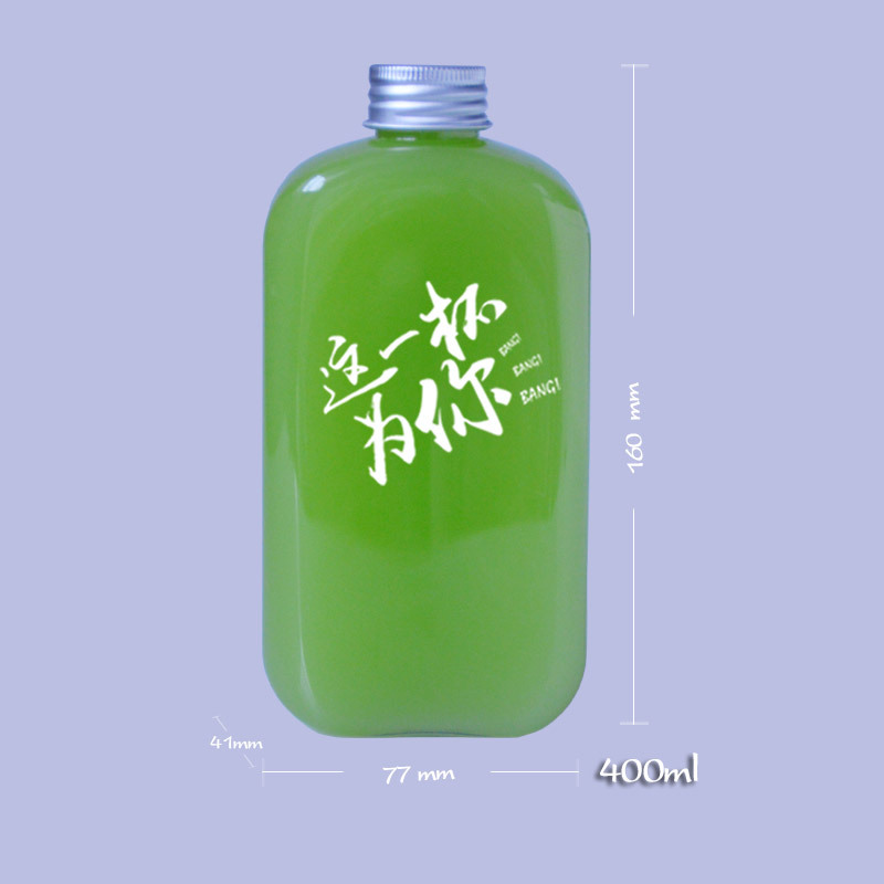 28口径PET加厚透明400ml网红打卡铝盖奶茶果汁塑料瓶一次性饮料瓶