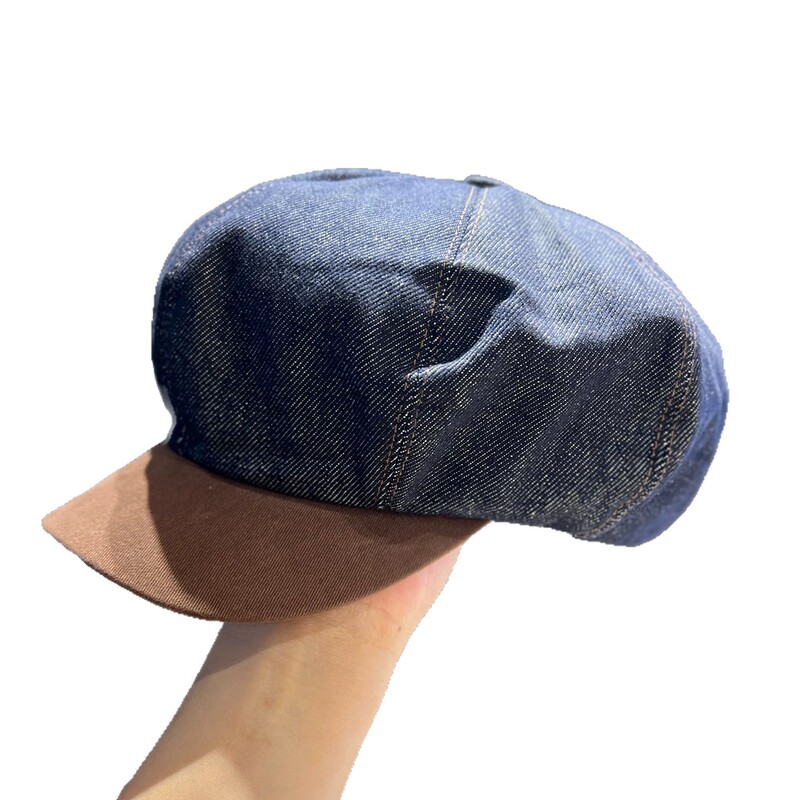 日系复古牛仔贝雷帽女春夏2025新款显脸小报童帽休闲百搭画家帽子|undefined
