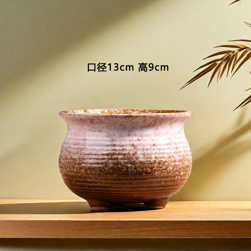 Qunseng maceta de flores de cerámica doméstica maceta de cerámica gruesa de gran calibre maceta de cerámica verde bandeja de flores al por mayor de precios especiales