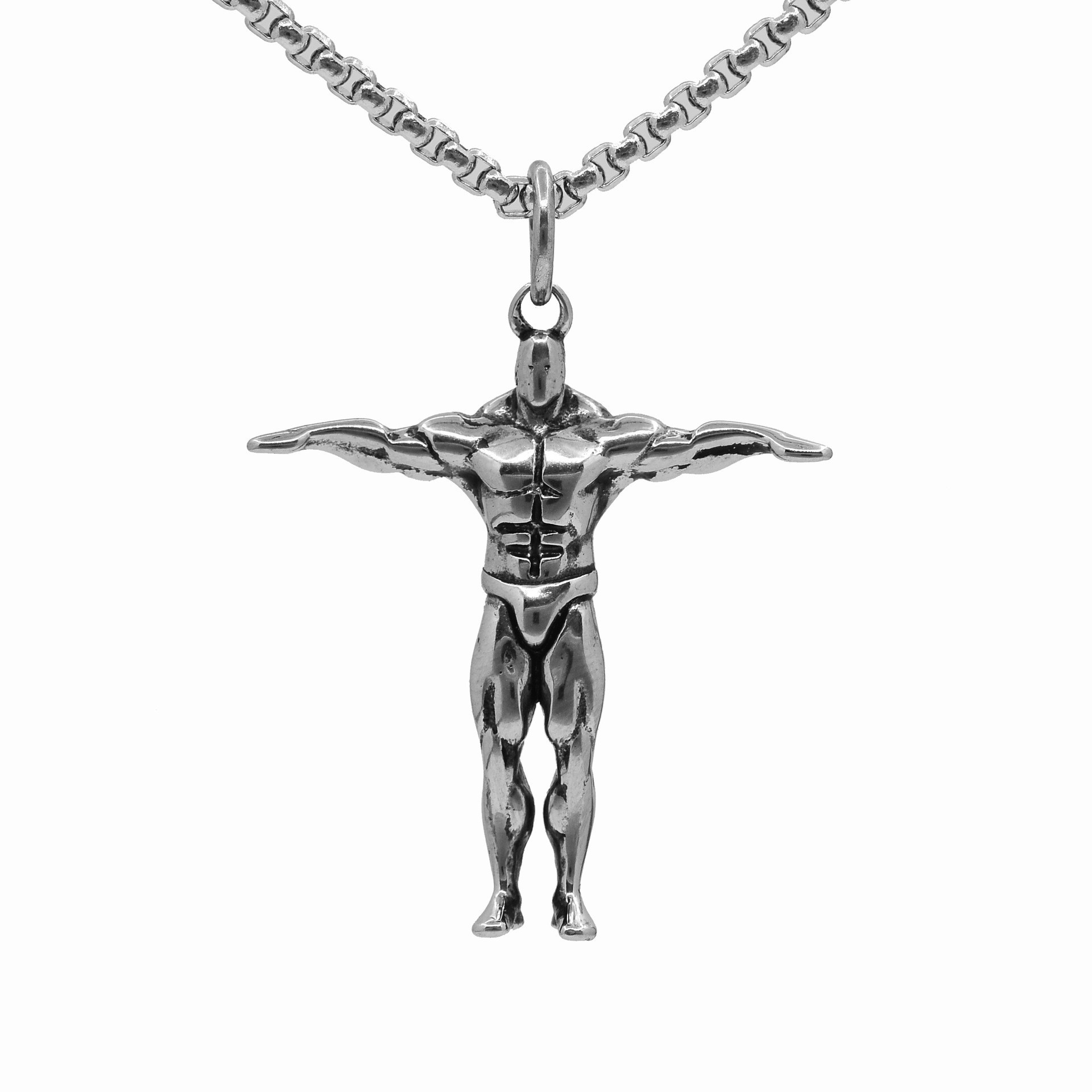 Bodybuilder Pendant Necklace In Stainless Steel For Men_voghion.com